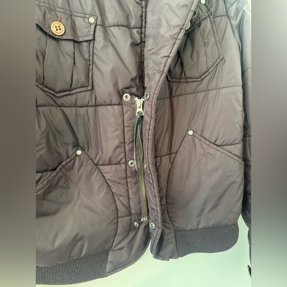 VINTAGE Y2K DIESEL CROPPED BOMBER JACKET BROWN NYLON SIZE XL - Picture 4 of 15